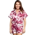 thumbnail image 3 of Belles Design Womens Tie Dye Short Sleeve Satin Silk Pajama Set Button Down 2 pieces Loungewear Sleepwear, 3 of 8