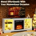 thumbnail image 6 of BOSSIN 58" Fireplace TV Stand for TVs up to 65 inch Console with 18'' Electric Fireplace & Remote, Wooden Modern Entertainment Center for Living Room with LED Light Glass Shelves, 6 of 8