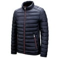 thumbnail image 2 of IROINNID Men's Long Sleeve Puffer Stand Collar Mid-Length Jacket Solid Color Leisure Stand-up Collar Minimalism Windproof And Warmth Jacket Coats, 2 of 3