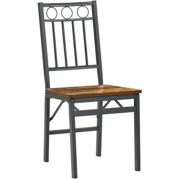 Modern Style Folding Dining Chair Metal and Wood Seat for Dining Room Living Room Kitchen Room Furniture, Brown, W2167131126