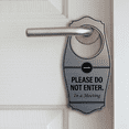 thumbnail image 2 of Signs ByLITA Please Do Not Enter. In a Meeting Door Hanger - Navy Blue Gold, 4" x 8", 2 of 5