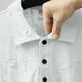 thumbnail image 2 of Bixock Casual Tops for Men,Short Sleeve Shirts for Men,Shirts for Men Summer Short Sleeve Collar Solid Color Distressed Button Casual Daily Fashion Tops, 2 of 4