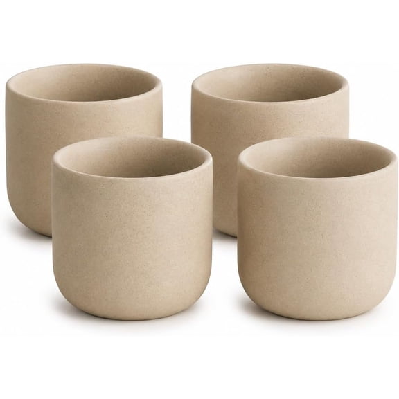 Ceramic Espresso Cups Set of 4, 5 oz Natural Beige Cortado Cups