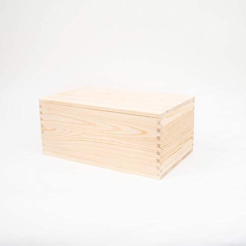Large Unfinished Quality Wooden Pine Boxes With Lids Keepsake Pine