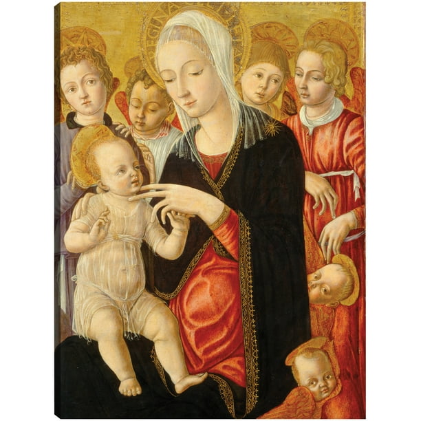 Cuadro Decorativo - Virgen y el Niño con ángeles y querubines, c. 1460/1465 Jr Impresión en canvas, estrechado.