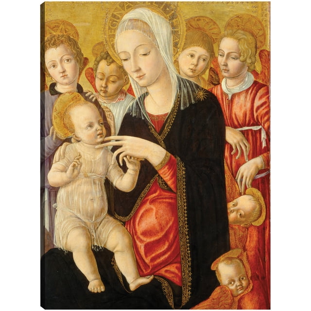 Cuadro Decorativo - Virgen y el Niño con ángeles y querubines, c. 1460/1465 Jr Impresión en canvas, estrechado.