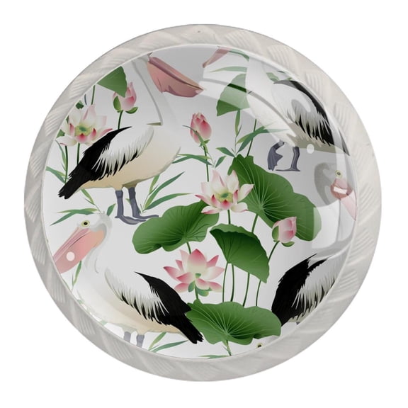 4 Pcs Modern Doodle Bird Knobs for Kitchen Cabinet Cupboard Dresser Bookcase Drawer Pulls Handles Round Home Decor