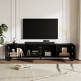thumbnail image 5 of Furnibear 70" Modern TV Stands for 65 70 Inches TV, Media Console, Leather-Wrapped Door Panels TV Entertainment Center with Cabinet Storage for Bedroom Living Room,Black, 5 of 9
