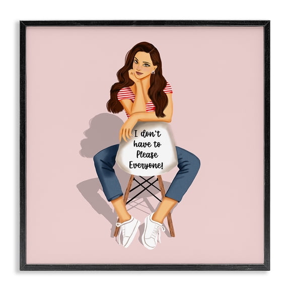 Stupell Industries Eclectic Don't Please Everyone Girl Black Framed Giclee Art, 12 x 12, by Saba Rauf