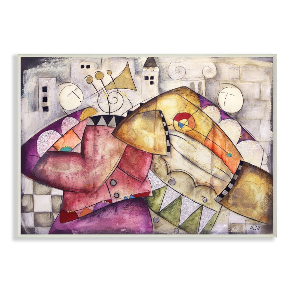Stupell Industries Colorful Geometry Abstract Trumpet Drums Band Painting Wall Plaque by Eric Waugh