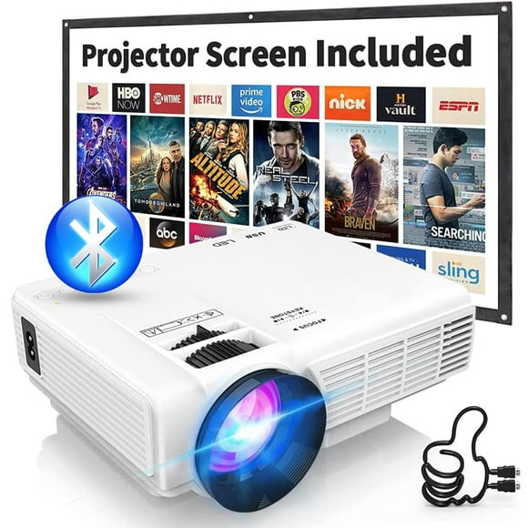 Proyector PANSEBA Full HD 1080P con Bluetooth y pantalla de 200 pulgadas