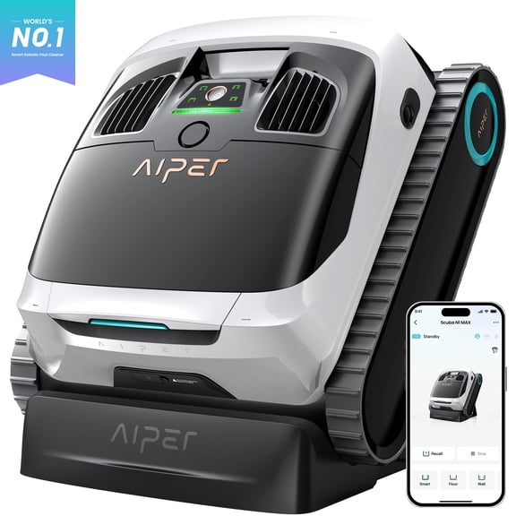 Aiper Scuba N1 Max Automatic Pool Cleaner, Cordless Robotic Pool Cleaner w/ 6600 GPH Dual-Jet Suction, Smart Parking & App Control