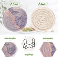 thumbnail image 4 of Haosy Set of 6 Drink Woven Coaster with Holder Heat Resistant Non-Slip Bar Coasters 4 Inches Purple Gold Marble, 4 of 7