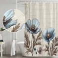 thumbnail image 7 of Vintage Flowers Waterproof Fabric Shower Curtain,Teal Blue Floral Brown Butterfly Leaf Waterproof Fabric Shower Curtain for Bathroom Curtains Bathtubs Hotel Shower Curtains with 12 Hooks Long 72x78in, 7 of 7