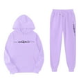 thumbnail image 3 of lnmuld Two Piece Outfits Stylish Girls Winter Outfits Set Printed Hooded Sweatshirt Ensemble for Casual Wear with Easy Care Instructions Solid Color Size:8-9 Years, 3 of 4