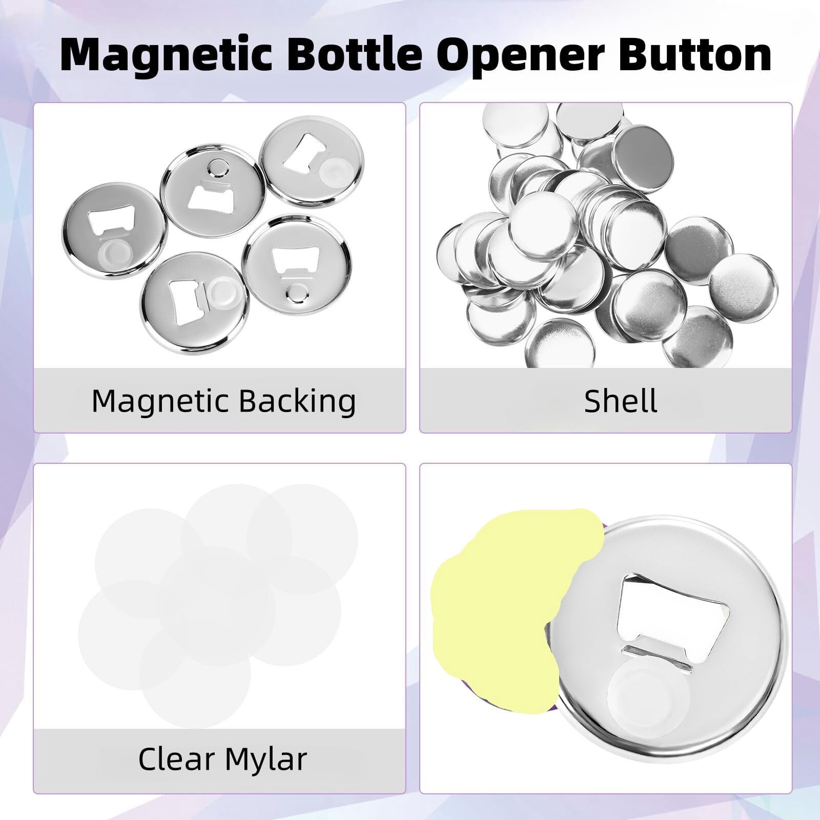 100 PCS 58mm Metal Button Parts Supplies Fridge Magnet Bottle-Opener ,Beginner-Friendly