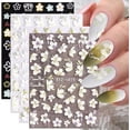 thumbnail image 4 of LINLIN 3D Embossed Spring Flower Nail Art Stickers Decals 5D Self-Adhesive White Floral Cherry Blossoms Nail Supplies Nail Art Design Decoration Accessories 4 Sheets, 4 of 7