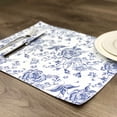 thumbnail image 3 of Set of 4 Rose Garden Placemat, blue roses, and chamomiles floral Printed placemat. 14" x 19". Washable Cotton Placemat for fall dining table, 3 of 7