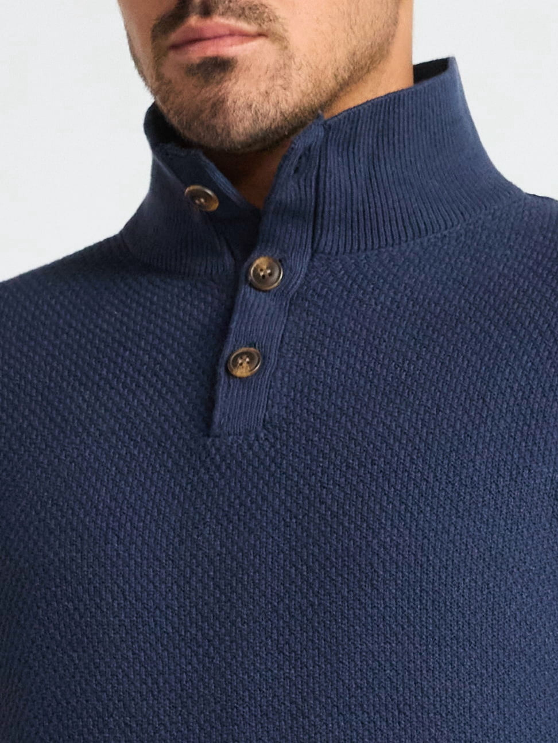 George Men's & Big Men's Button Mock Neck Sweater with Long Sleeves, Midweight, Sizes S-3XL