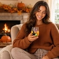 thumbnail image 7 of 2D Printed Halloween Stemless Glass Cup, Spooky Ghost Black Cat Pumpkin Pattern Wine Tumbler, Seasonal Halloween Party Drinkware Decor, 7 of 7