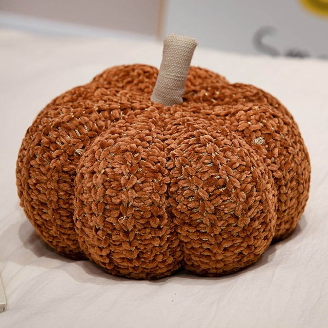 Fiudx Cojín de Calabaza, Tela de Terciopelo Suave, Cómodo Cojín de Sofá, Decoración Versátil para El Hogar, Decoración de Sala de Estar, Elegante Cojín de Cama, Decoración Festiva o de Halloween, Tam