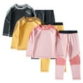 thumbnail image 6 of KYAIGUO 2-14T Boys Girls Autumn Thermal Underwear Set 2PCS Double Brushed Thermal Top and Bottom Set Soft Antimicrobial Long Johns Sets for Toddler Kids, 6 of 9