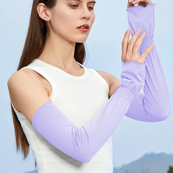 Caywon UV Sun Protection Arm Sleeves for Women,Cooling Sleeves Long Women for Outdoor Driving Cycling Summer Sun Hand Cover for Outdoor
