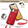 thumbnail image 6 of ShellTech Phone Case for iPhone 12/12 pro case with Strap Wallet for Women with Card Holder,Red, 6 of 10