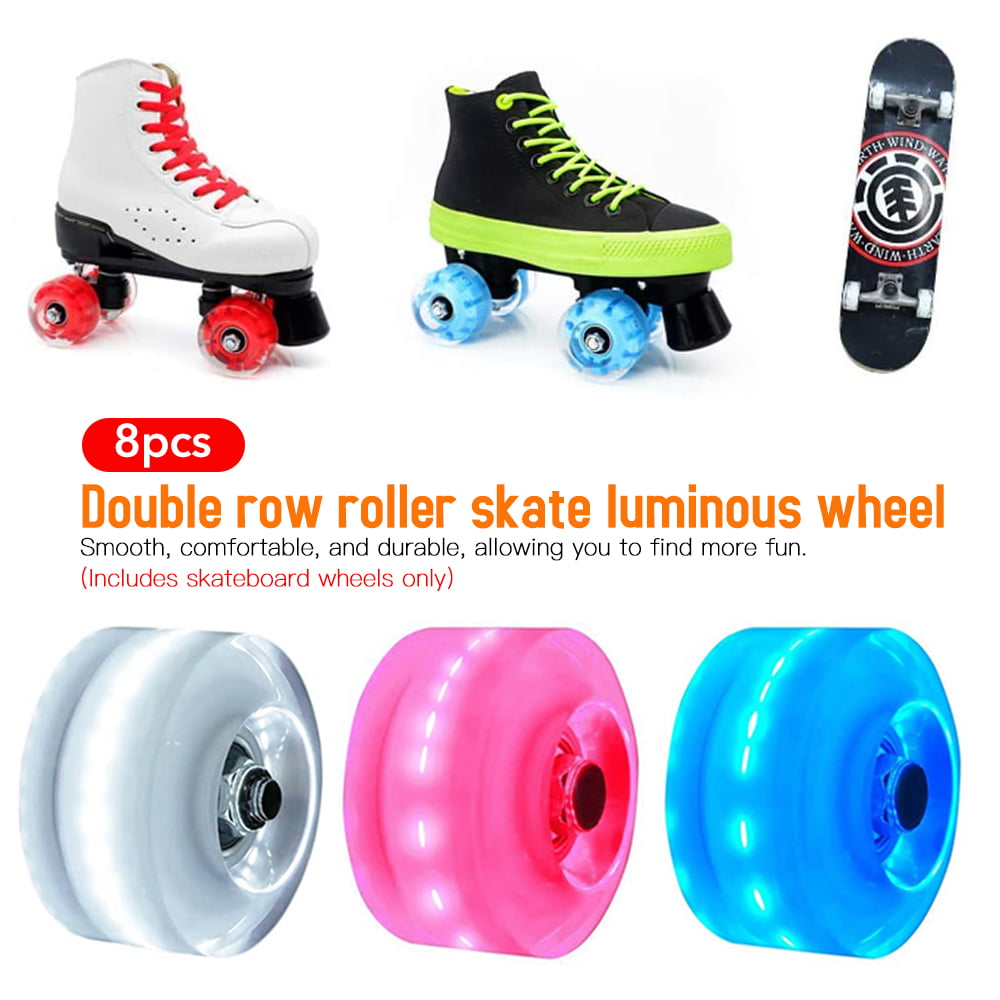 Roller Skate Wheels,8pcs Luminous Light Up LED Wheels with Wrench for Double-row Roller Skating,Skateboard 