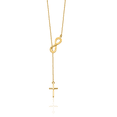 thumbnail image 2 of 14K Solid Yellow Gold Infinity Twisted Love Knot Symbol Holy Cross Lariat Chain Necklace, 2 of 3