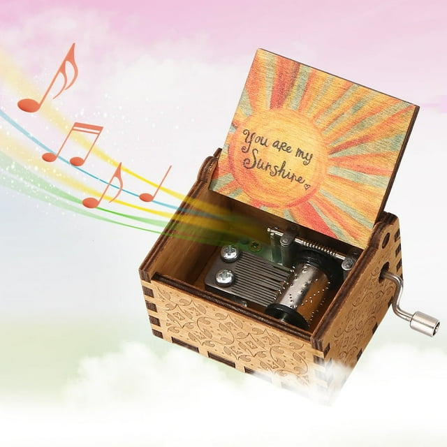 Boîte à Musique Rétro en Bois Sculpté à Manivelle Tu Es Mon Rayon de Soleil Boîte à Musique (A)