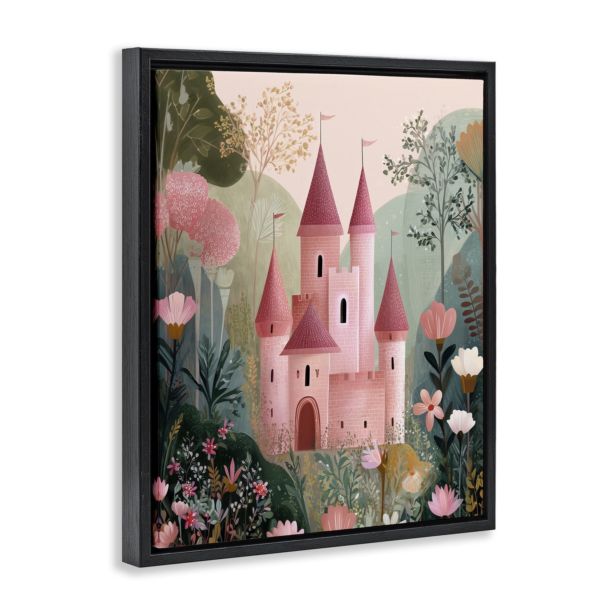 Stupell Industries Castle For A Princess Black Framed Floater Canvas Wall Art, design by Christine Simpson Art