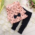 thumbnail image 2 of Mfakffe Girls 2‑Piece Outfit Set Long Sleeve Heart Print Ruffle Tunic Top & Solid Pants Fashion Casual Winter Daily Clothing, 2 of 4