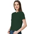thumbnail image 3 of eloria Women's Lycra Round Neck Slim Fitted Basic Tee Tops Short Sleeve T-Shirt, Color : Bottle Green, 3 of 6