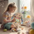 thumbnail image 5 of Gqtwoy Easter Striped Rabbits Plush Toy, Cute Bunny Pillow Doll with Easter Eggs, Soft Cotton Rabbit Toy for Girls, Holiday Gift Backrest Pillow for Sofa, Ideal Easter Gift, 5 of 6