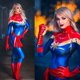 thumbnail image 2 of Disfraz de Halloween Carol Danvers para adultos y niños, traje Zentai de superhéroe femenino, mono para mujer y niña, 2 of 5