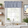 thumbnail image 2 of Navy Blue Striped Kitchen Curtain Valances for Windows Farmhouse Short Curtains, Farmhouse Striped Geometric Art Rod Pocket Valance Curtain for Bedroom Cafe Living Room 42"x18", 2 of 8