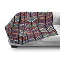 thumbnail image 3 of Abstract Soft Flannel Fleece Blanket, Watercolor Style Colorful Rainbow Leaf Like Modern Design with Black Lines Arwork, Cozy Plush for Indoor and Outdoor Use, 60" x 80", Multicolor, by Ambesonne, 3 of 6