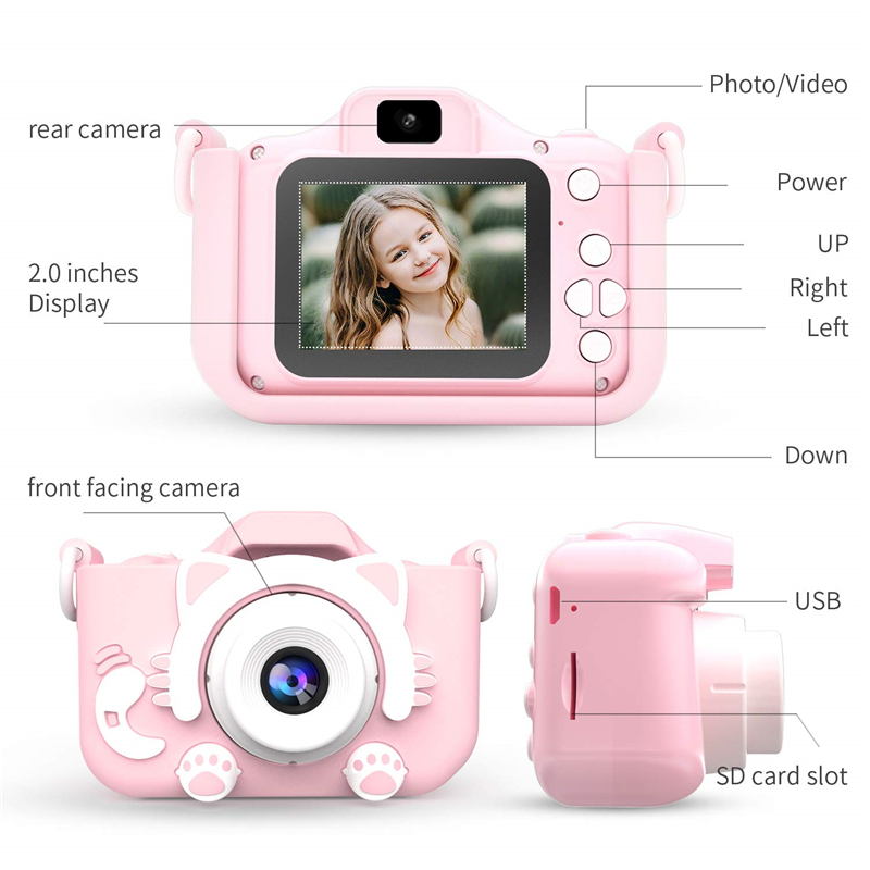 B Blesiya Kids Digital Camera Toys 2.8 Inches Dual Lens Rechargeable for 3-12 Years Old Boys and Girls Blue