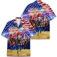 thumbnail image 3 of Firework American Kentucky Derby Hawaiian Shirt For Men American Flag Mens Hawaiian Shirts Short Sleeve Button Down Shirt Men, 3 of 7