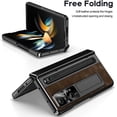 thumbnail image 5 of Case for Samsung Galaxy Z Fold 4 with Stylus & S Pen Holder, Kickstand Alloy CD Camera Protector Vintage Classic Leather Mil-Grade Protection Anti-Scratch Shockproof Protective Case, Coffee, 5 of 14