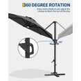 thumbnail image 6 of Qinain 10ft Cantilever Patio Umbrella, 360-Degree Rotation Hanging Offset Market Outdoor Sun Shade w/Lights, Easy Tilt, Cross Base for Backyard, 6 of 7