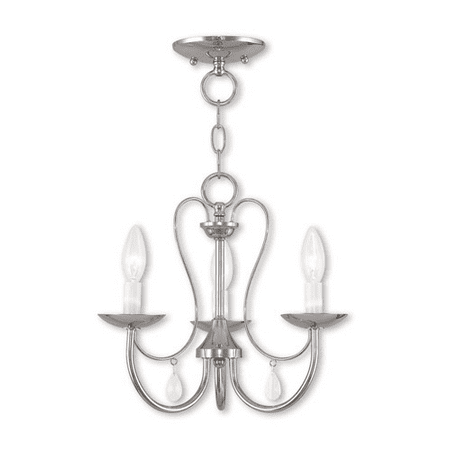

Polished Chrome Tone Finish Chandeliers Steel Material Candelabra Base 12 Long 3 Light Fixture