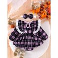 thumbnail image 4 of Michellecmm  Girls Romper Dress Pumpkin Ghost Embroidery Romper with Headband, 4 of 9