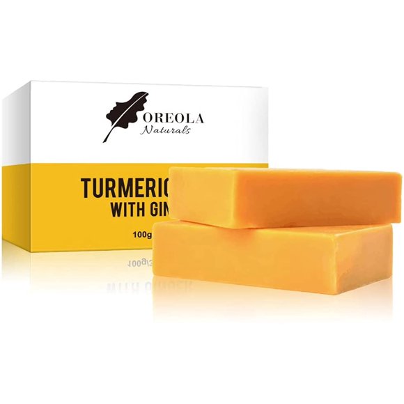 Savon au Curcuma et au Gingembre 100 G/3,5 Oz Idéal pour la Peau, le Visage et le Corps par Oreola Naturals (2 Barres)...