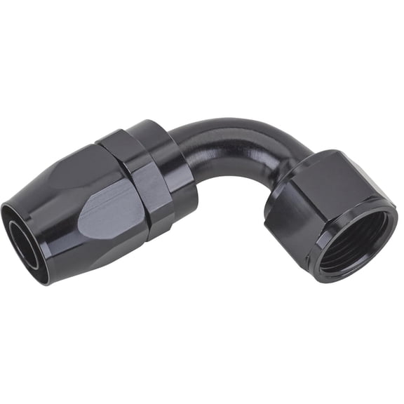 Full Flow Swivel Hose End Fitting, 90 Degree, Black, -12 AN