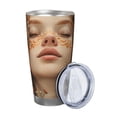 thumbnail image 2 of Fotbe Whimsical Flower Crown Maiden Pattern 20 oz Tumbler Stainless Steel Vacuum Insulated Coffee Ice Cup Double Wall Travel Flask Leak-proof Coffee Cup-Straw Three-piece Set, 2 of 8