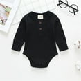 thumbnail image 2 of Gubotare Long Sleeve Bodysuit Baby Boy Unisex Baby Boy Girl Hoodie Romper Solid Long Sleeve One Piece Hooded Jumpsuit Waffle Outfit,Black 6-9 Months, 2 of 3