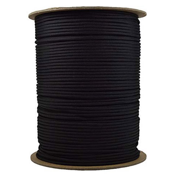 Spools of Black 550 lb Cord Type III Paracord - 4 Sizes 250, 1000, 3000, and 5000 Foot Spools
