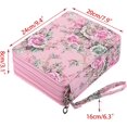 thumbnail image 4 of Colored Pencil Case- 160 Slots Pencil Holder Pen Bag Large Capacity Pencil Organizer with Handle Strap Handy Colored Pencil Box with Printing Pattern (Pink Rose), 4 of 7